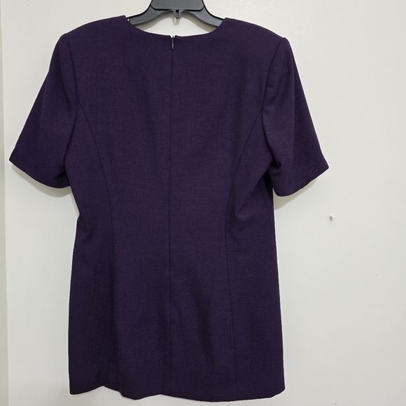 KASPER ASL size 12 vintage 2 Piece Skirt Suit Gold Buttons Shoulder Pads Purple - Picture 7 of 16